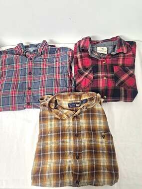 Assorted 100% Cotton Flannel Men's Button Down Shirts XXL Bundle 3